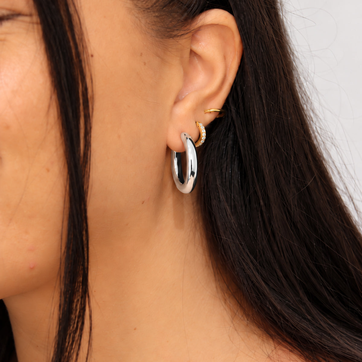 Selene Domed Hoop Earrings in Amen Alloy