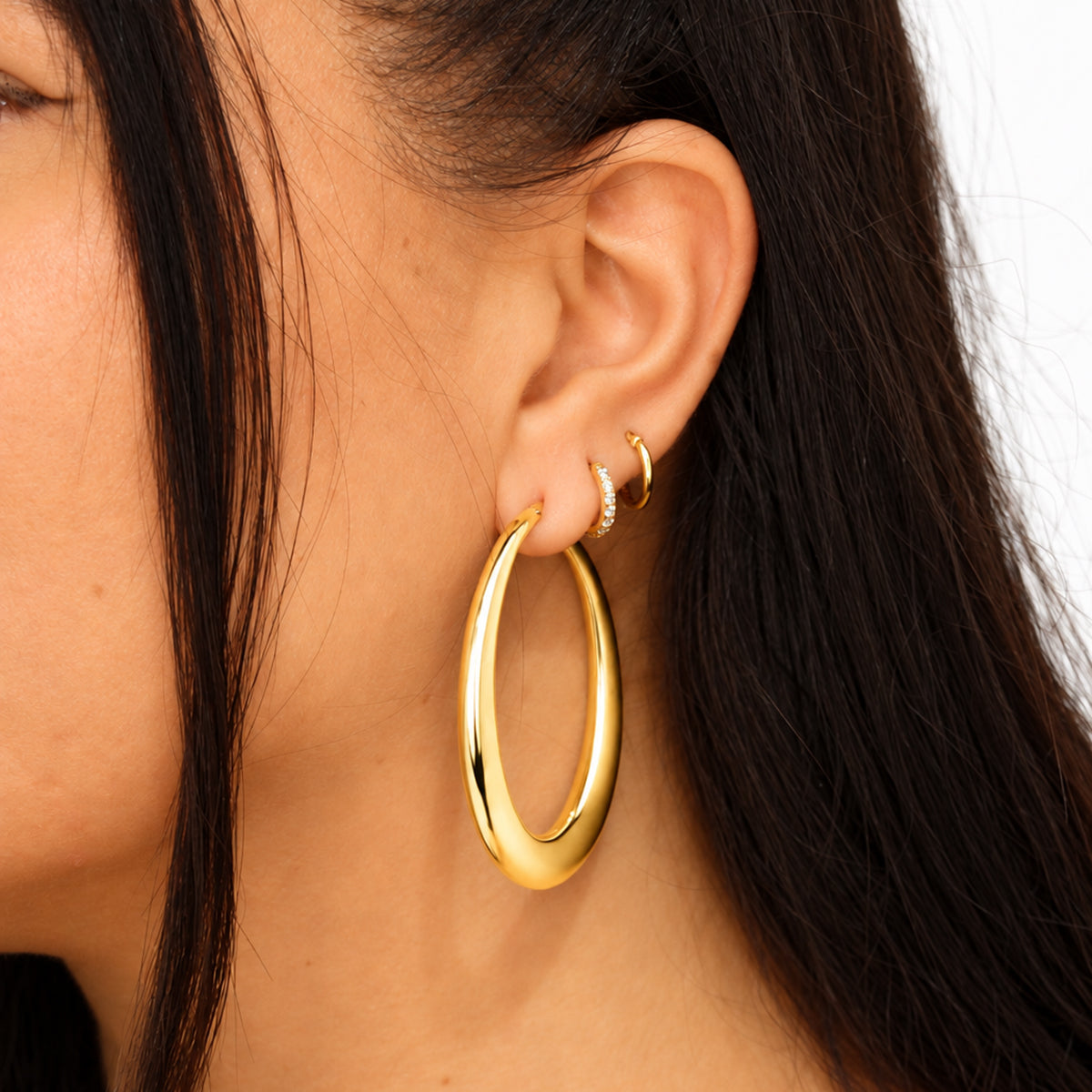 Selene Maxi Hoop Earrings in Gold-Plated Amen Alloy