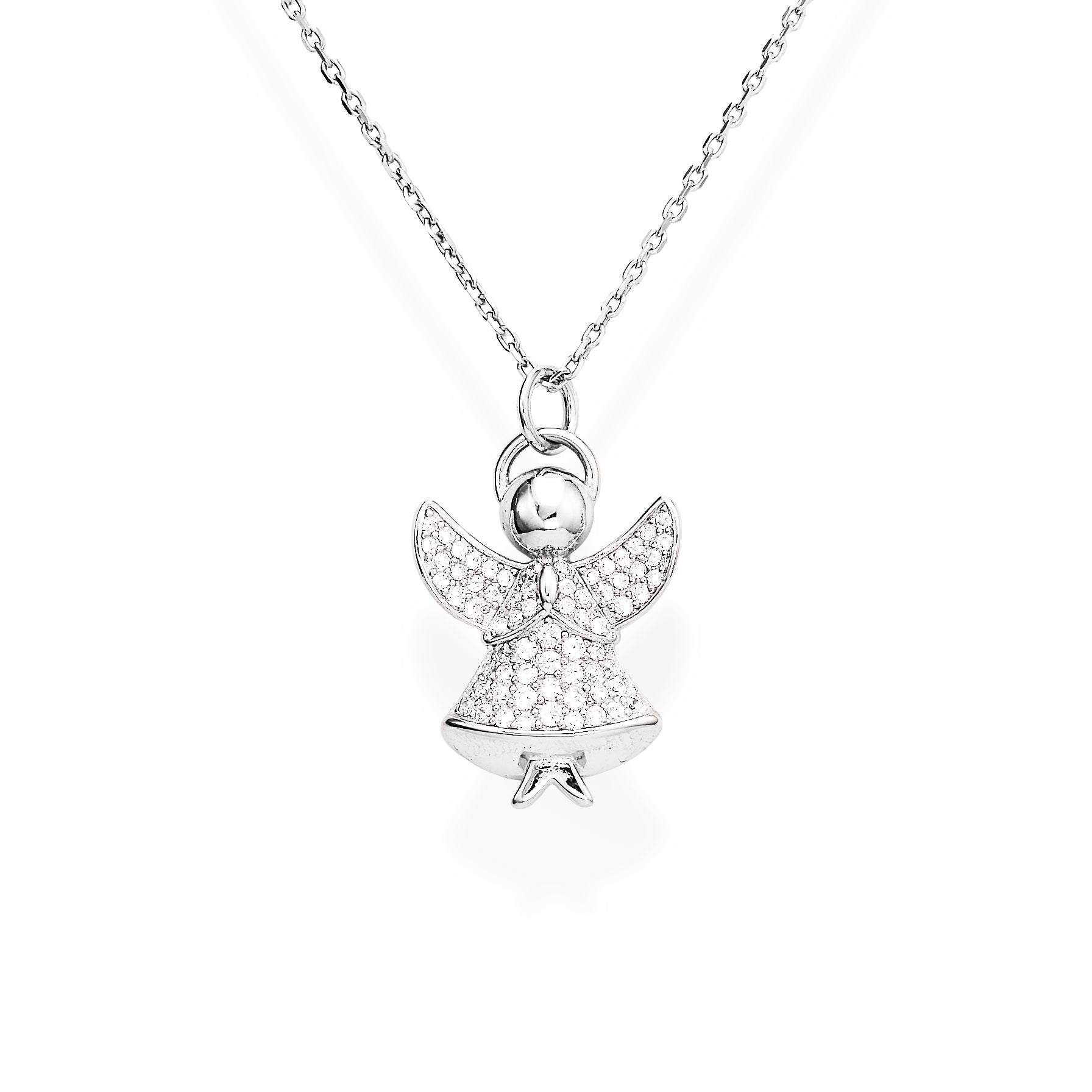 Praying Angel Pendant Necklace with Zirconia Pavé AmenCollection