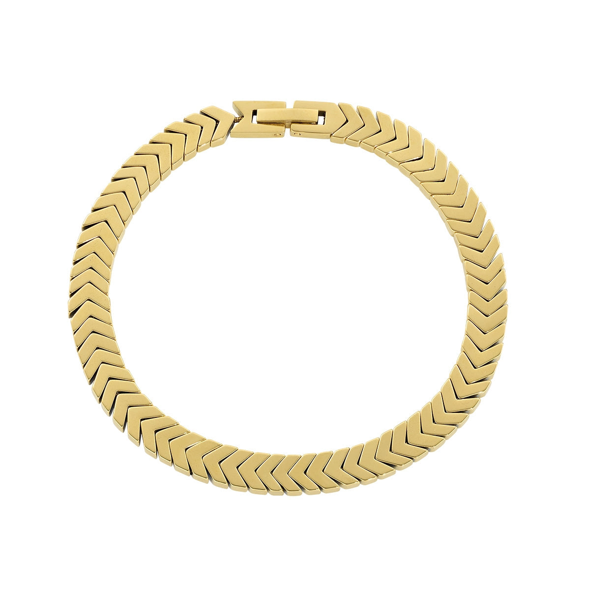 Chevron Chain Bracelet in Golden Stainless Steel | AmenCollection