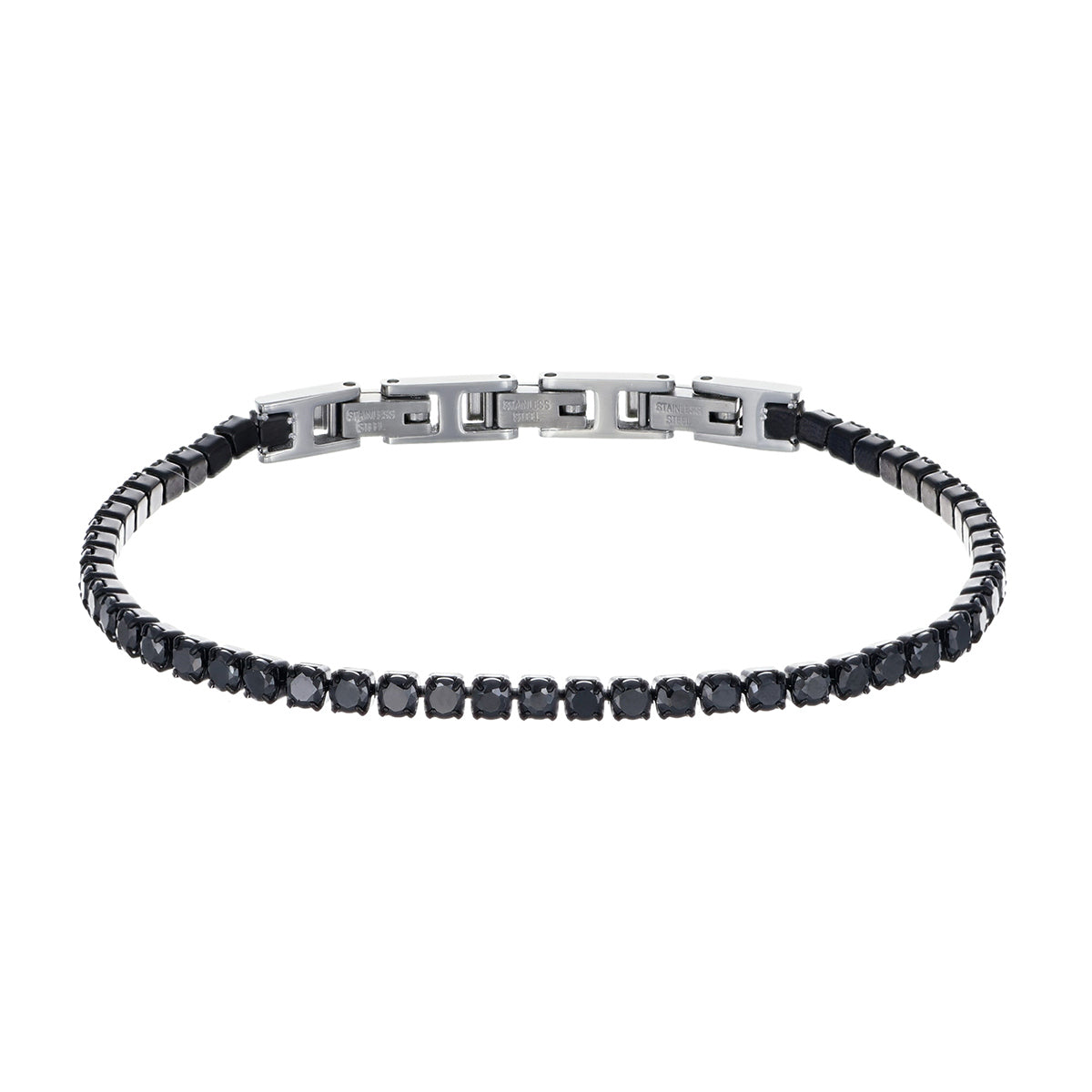 Bracciale Tennis con Zirconi Neri in Acciaio Nero AmenCollection