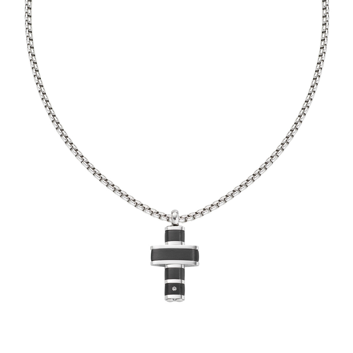 Collana Croce Nera Uomo Karisma Acciaio 50 cm - Look Urban Elegante
