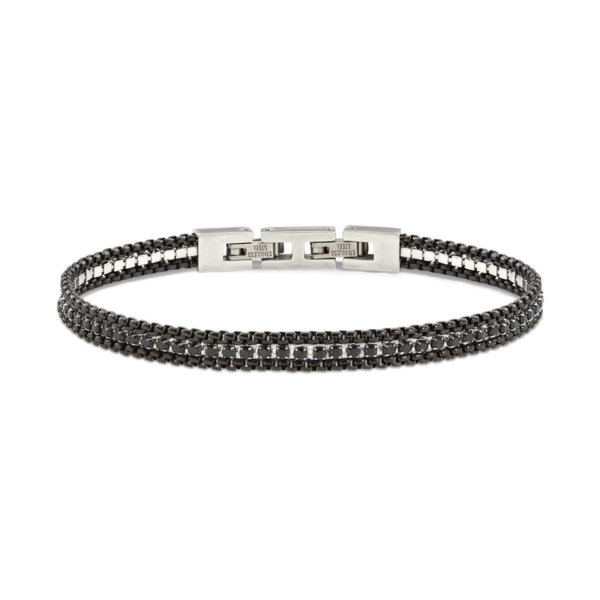 Oro Bianco Bracciale Oro Bracciale Tennis Diamanti Uomo Bracciale Tennis E  Catena In Acciaio Nero Con