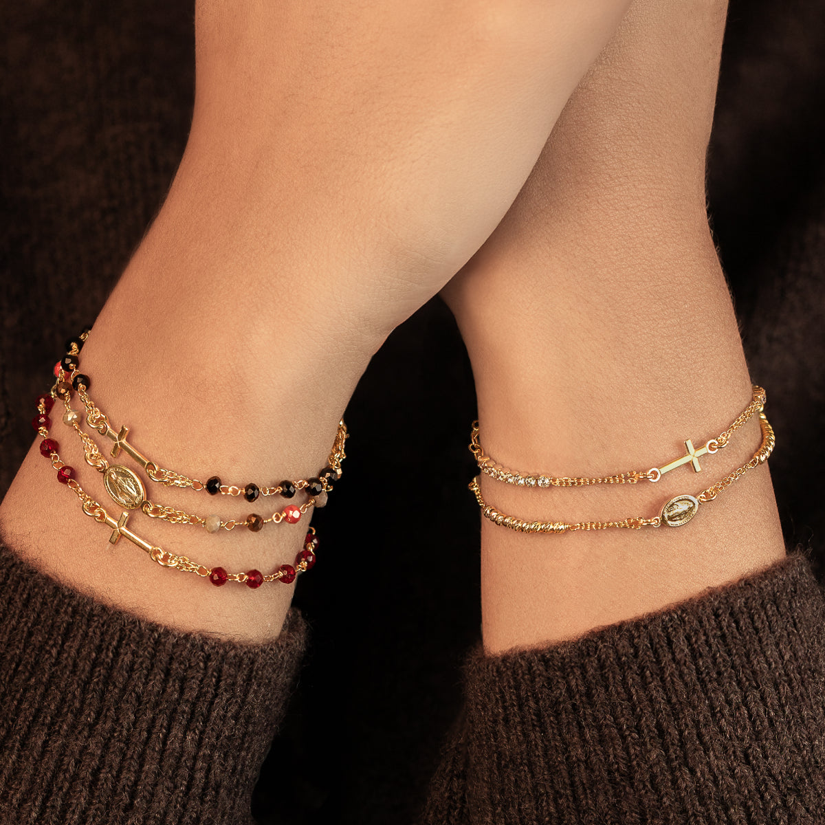 Bracciale Rosario Dorato con Cristalli Multicolor