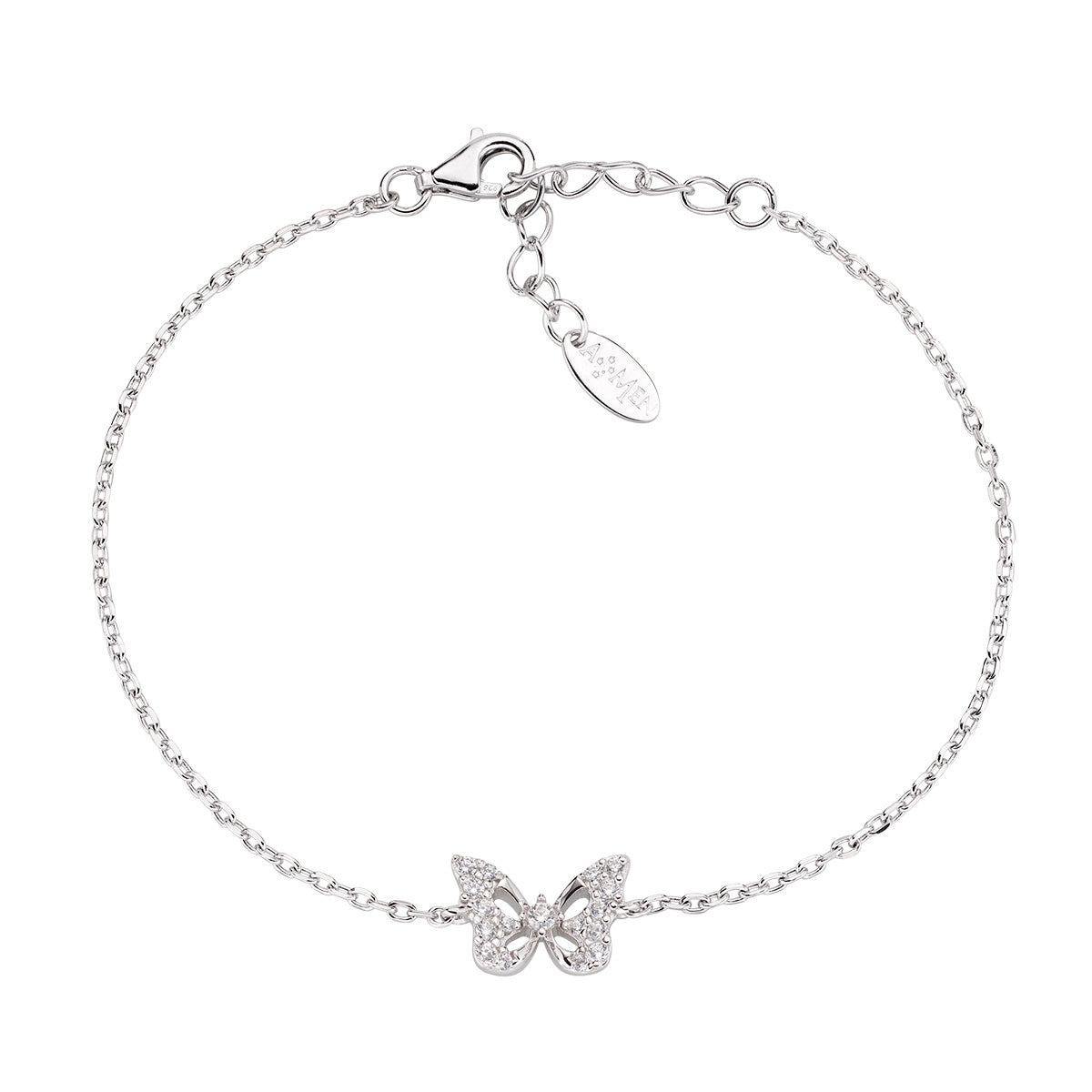 Bracciale Donna Mama E Farfalla Zircone Argento Sterling 925 Brillante