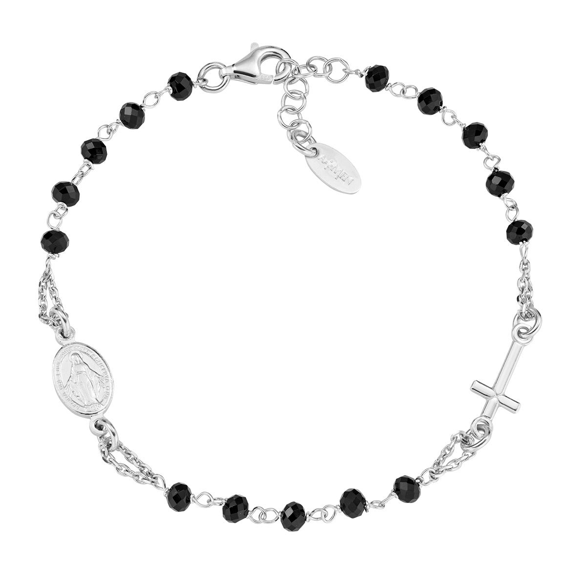 Bracciale Rosario con Cristalli Neri