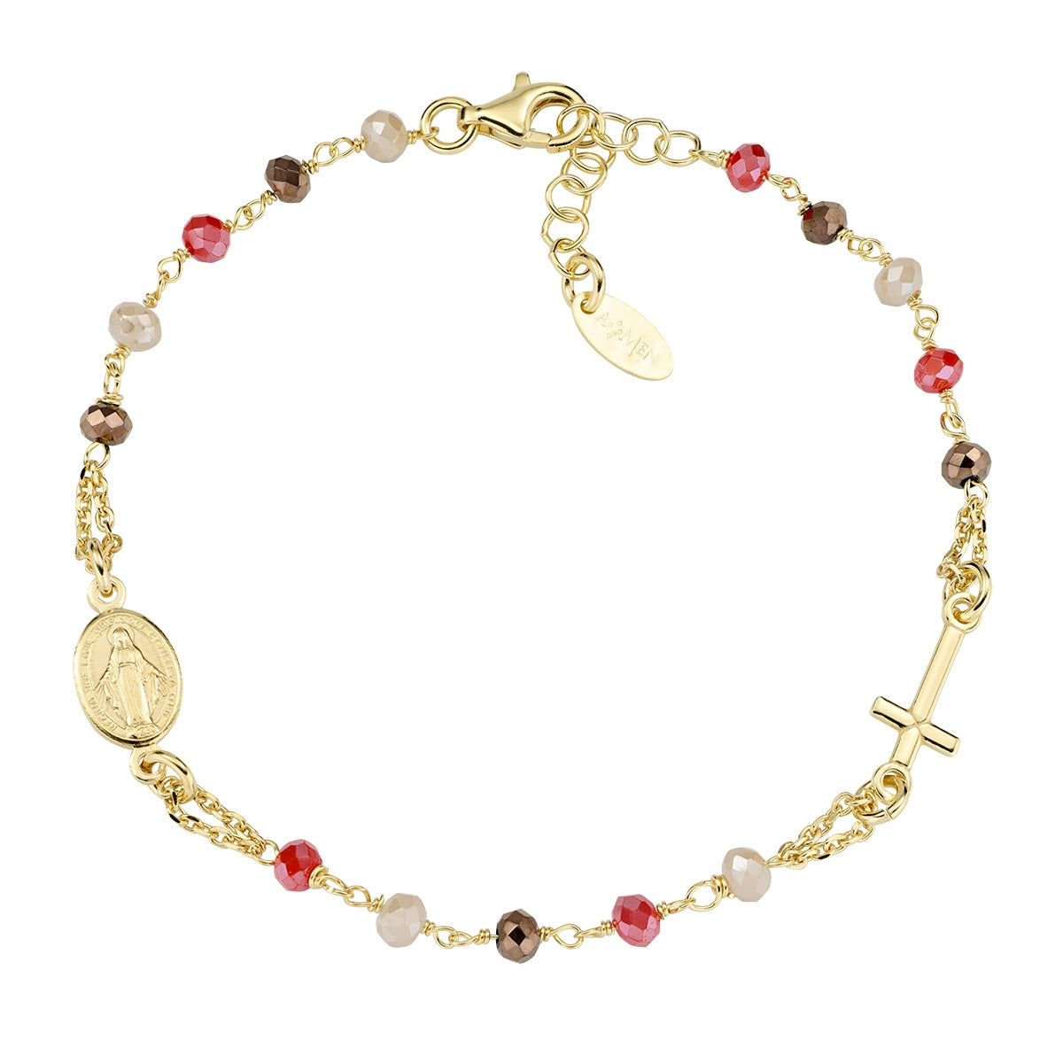 Collana Amen Donna CRO10GTOVE4 Rosario Classico Cristalli Multicolor