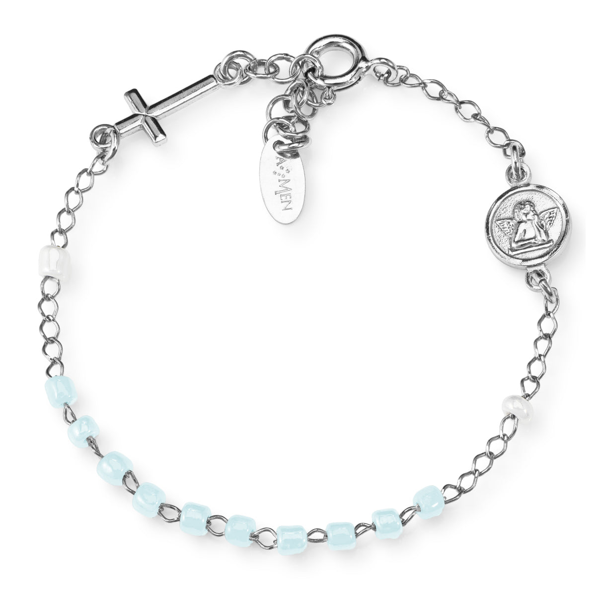 Bracciale Rosario con Croce e Cristo Argento 925 Bracciale Rosario con Croce e Cristo Argento 925