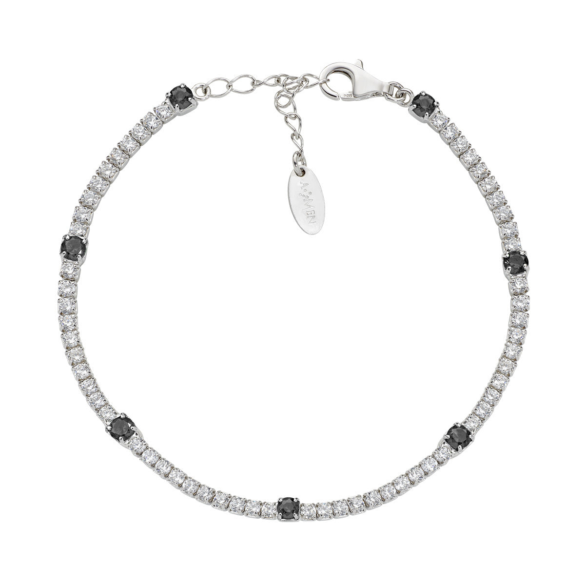 Bracciale tennis Alexandra in argento con spinello nero - LUXURY MILANO - Luxury Zone