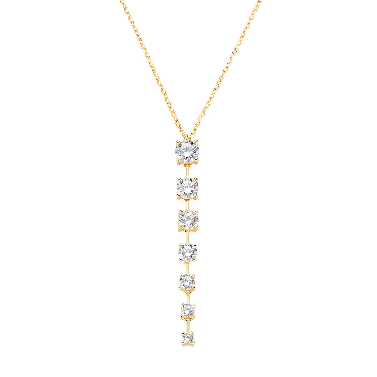 Gold Necklace with White Zirconia Pendants Amen - Main Image