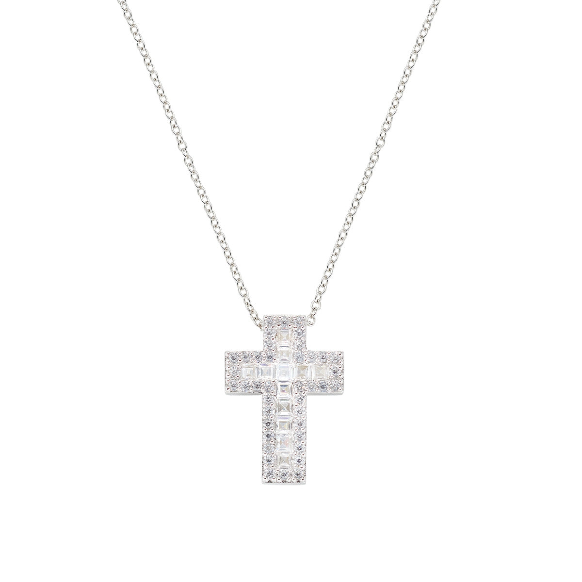 Girocollo Donna A Doppia Croce Con Zirconi, Placcato Oro 18K, Rame Ipoallergenico, Regalo Elegante
