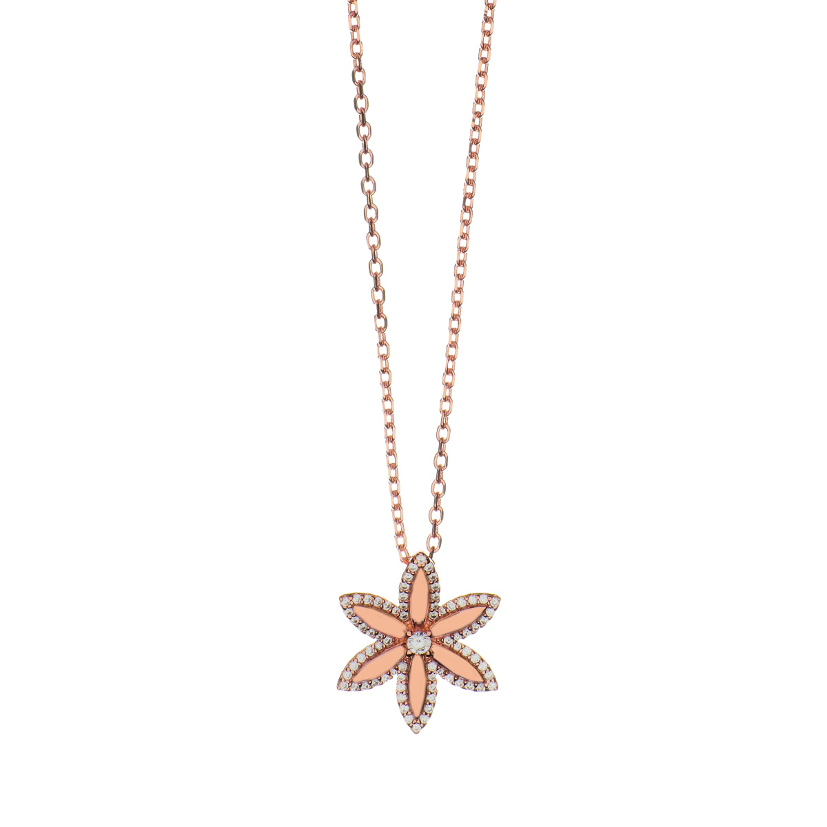 Collana Fiore della Vita Rosé con Zirconi