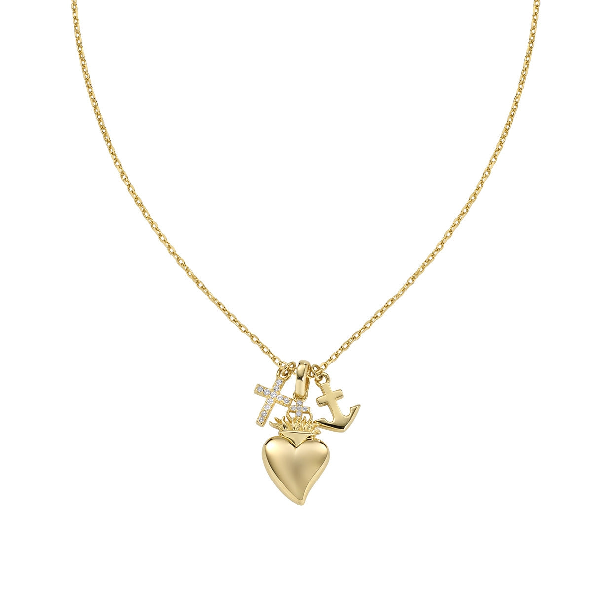 Faith, Hope and Charity Golden Charm Necklace