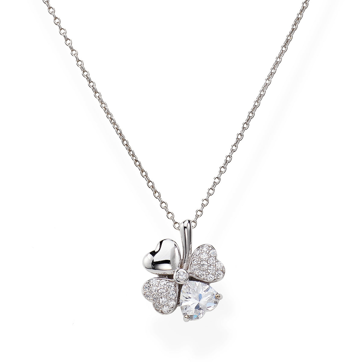 Set Gioielli Da Sposa Con Collana Tennis A Cuore - Zirconi Cubici, Placcatura Argento, Lunghezza 16 Pollici