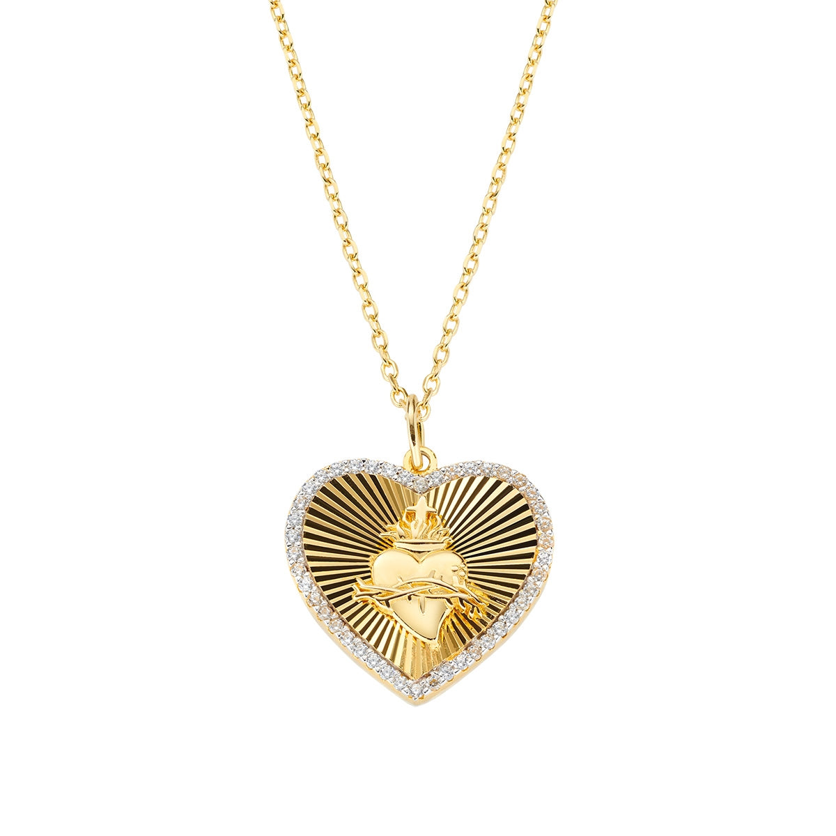 Collana Con Ciondolo A Cuore In Argento 925 Rodiato E Zirconi Bianchi - NKlaus, 12x12mm