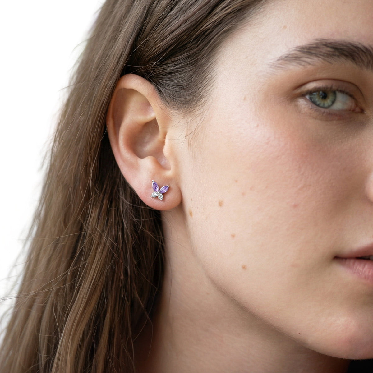 Lilac Petals Stud Earrings in Sterling Silver