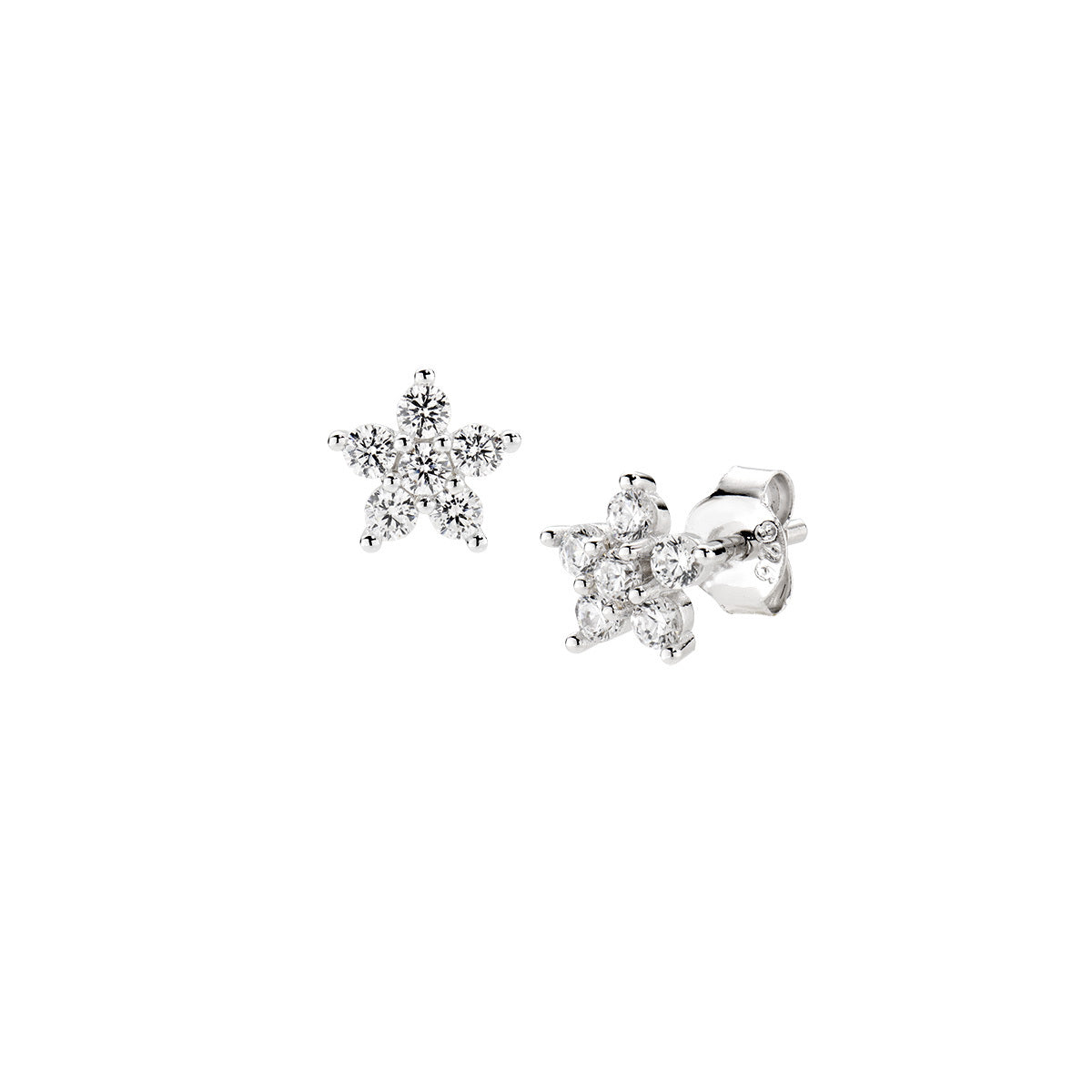 Laimons Orecchini A Pressione Donna Fiore Con Brillantini - Acciaio Inox, Gioiello Elegante E Regalo Perfetto
