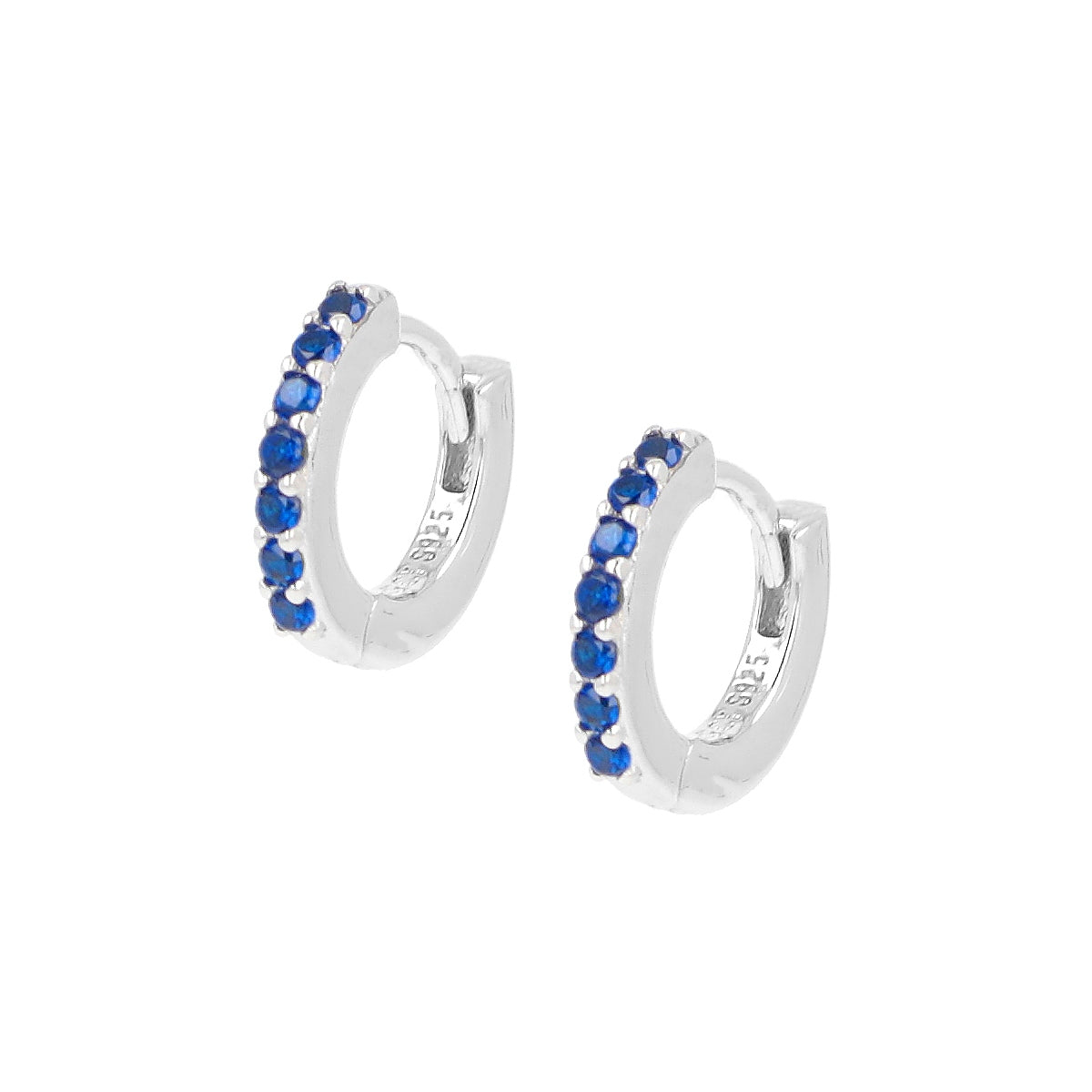 Orecchini A Cerchio Huggie In Argento Sterling Rodiato Con Zirconi – 10x7 Mm – Perno 0,9 Mm