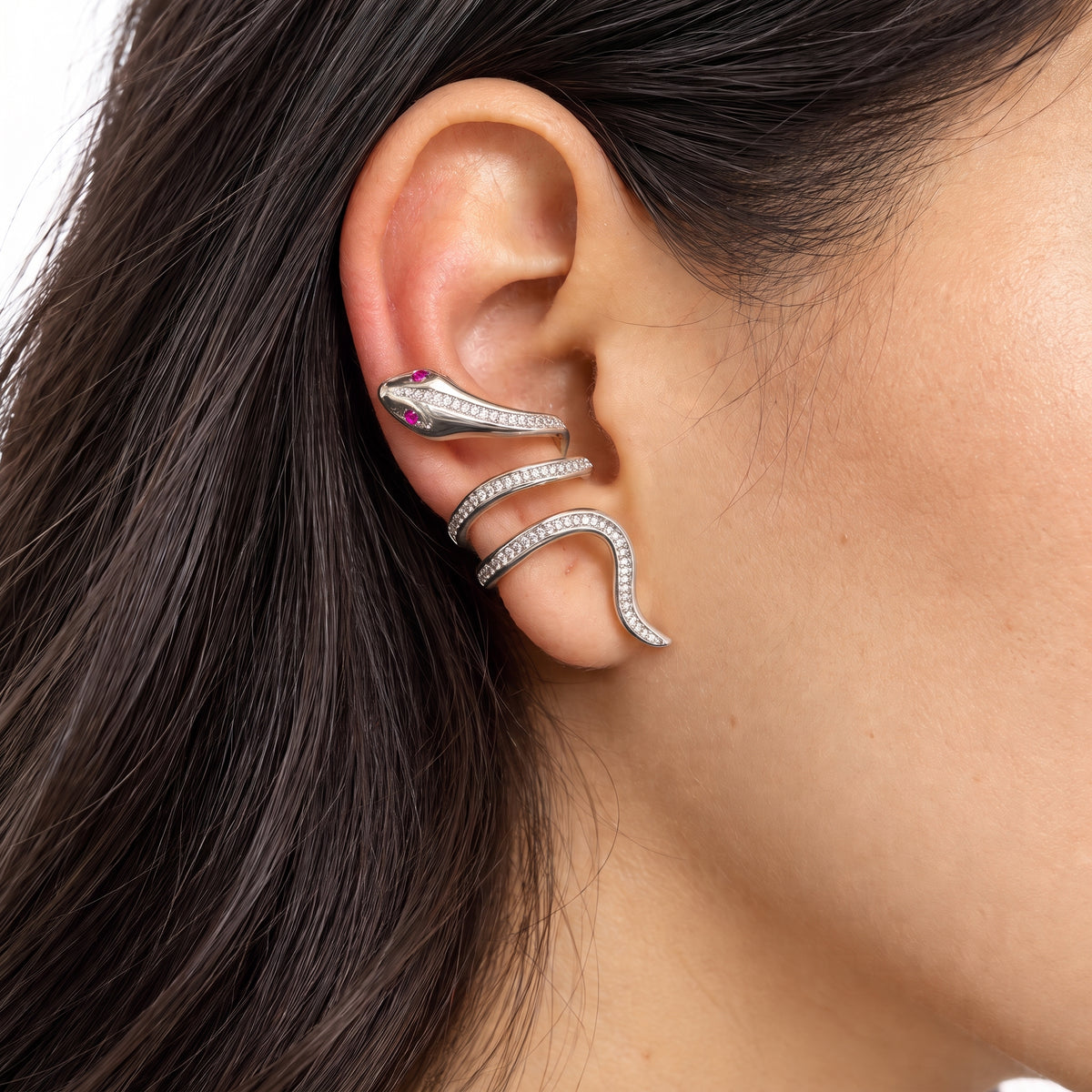 Orecchini Ear Cuff Eva in Lega Amen con Zirconi Bianchi