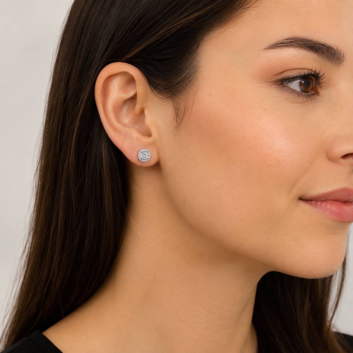 Diamond Earrings with White Round Cubic Zirconia