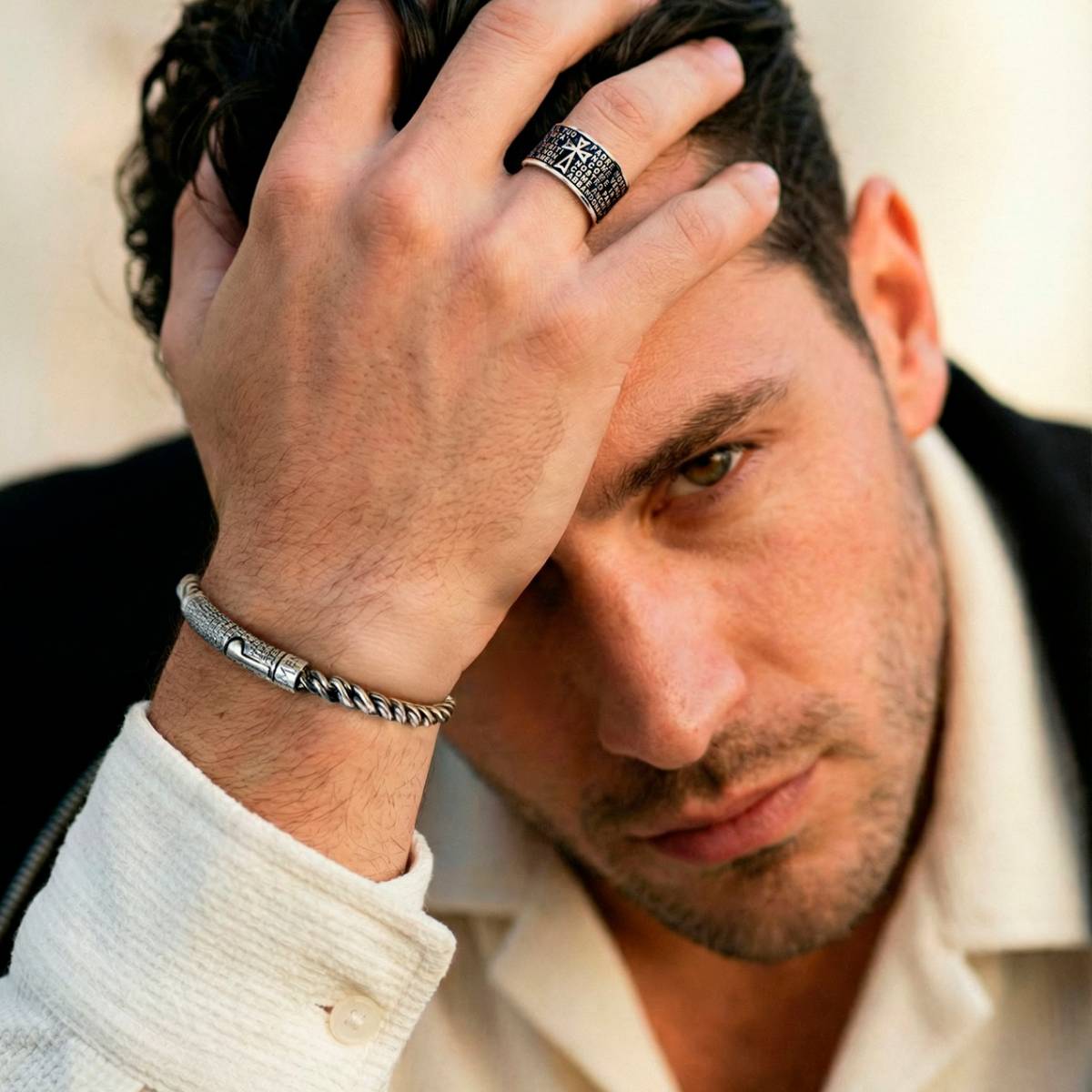 Sterling Silver Ring with engraved "Our Father" italian