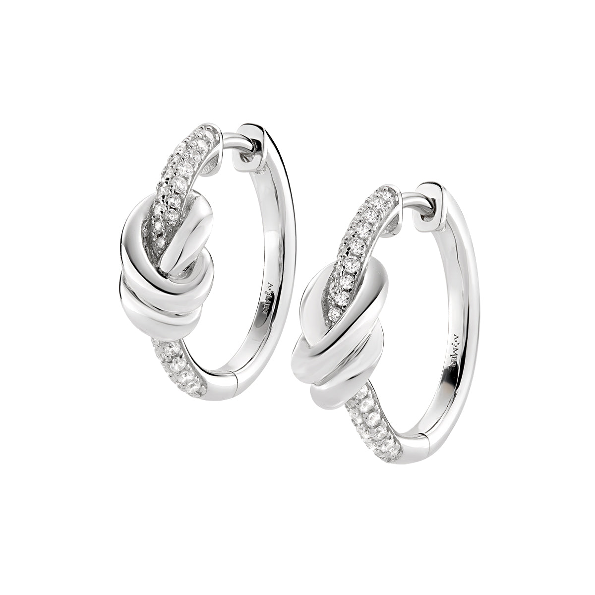 Orecchini Love In Argento 925 Con Zirconi - Amen Collection - Colore Rodio - 6