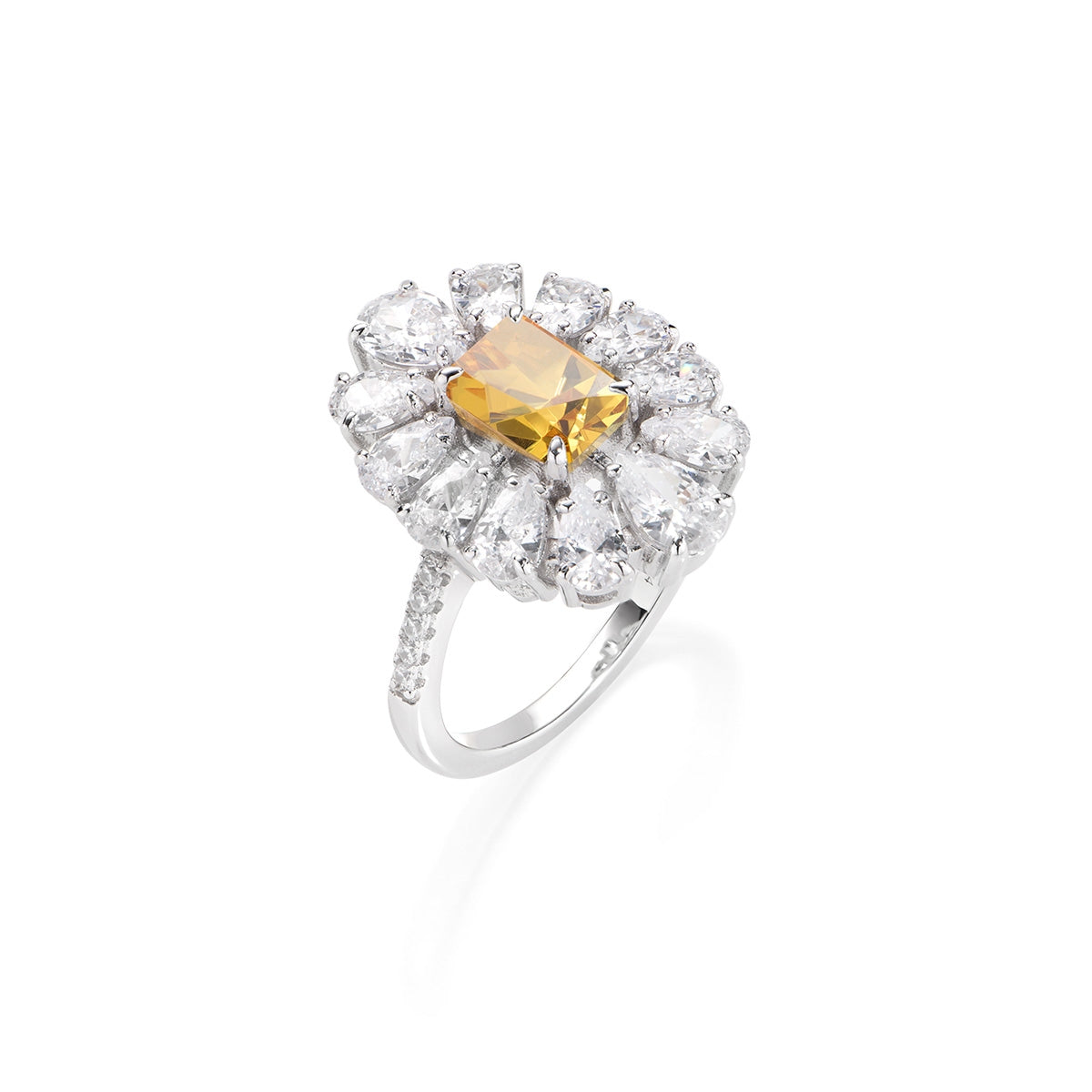 Anello Stardust Fiore con Zircone Giallo AmenCollection