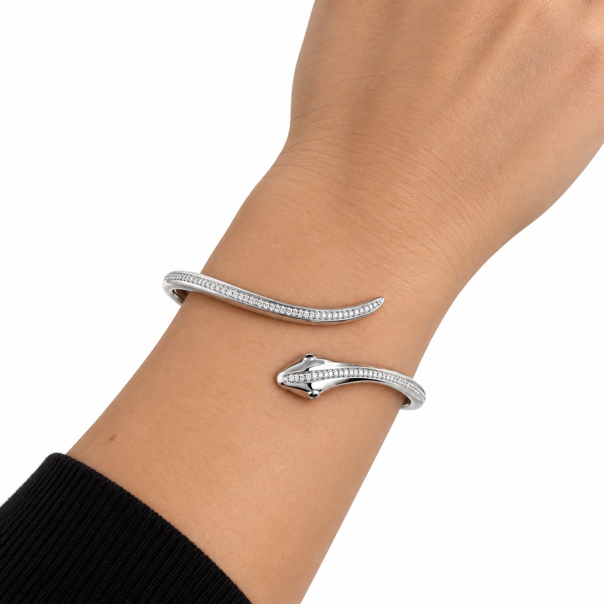 Bracciale Eva Rigido Serpente in Lega Amen con Zirconi Bianchi e Rossi