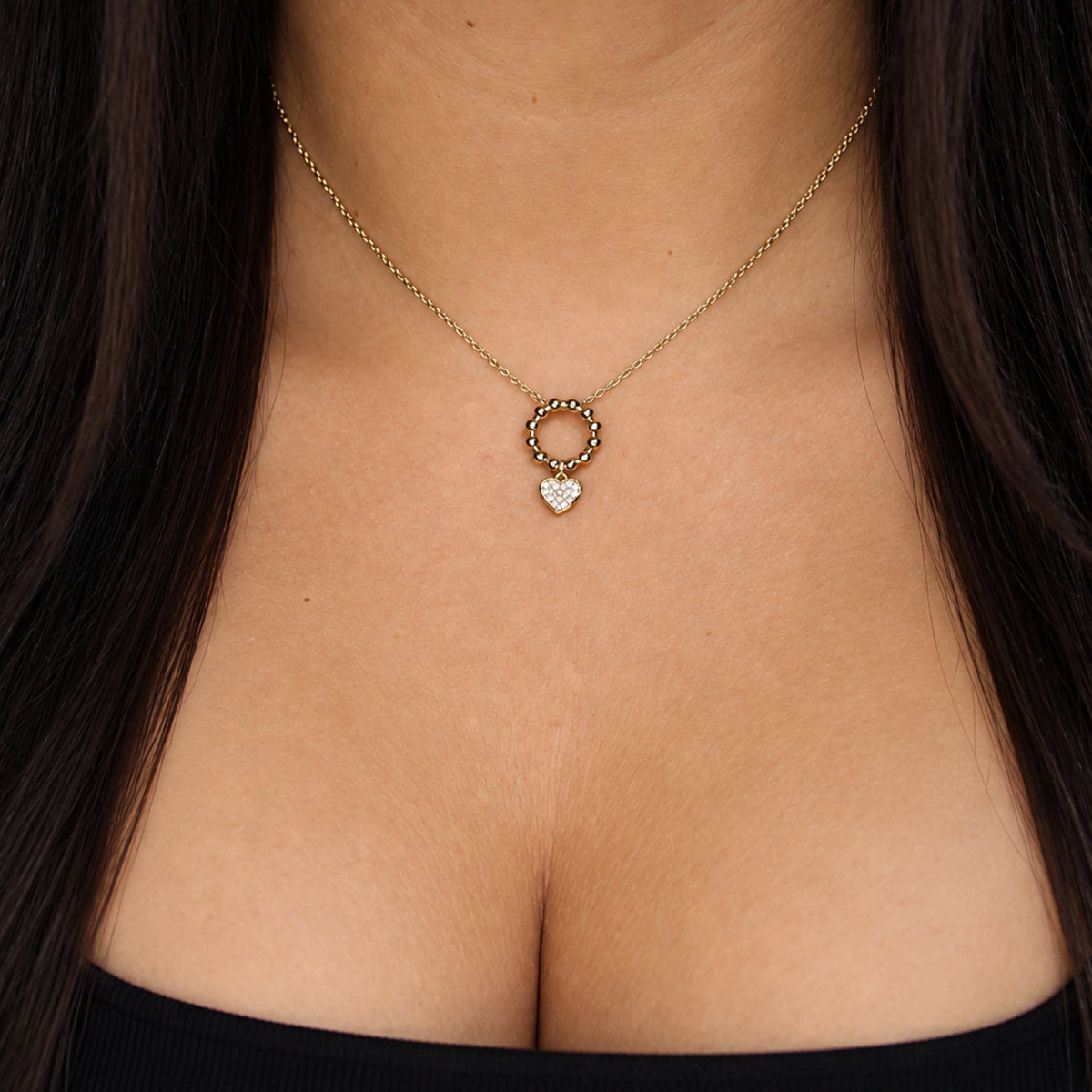 Collana Battito in Argento con Cuore di Zirconi Bianchi