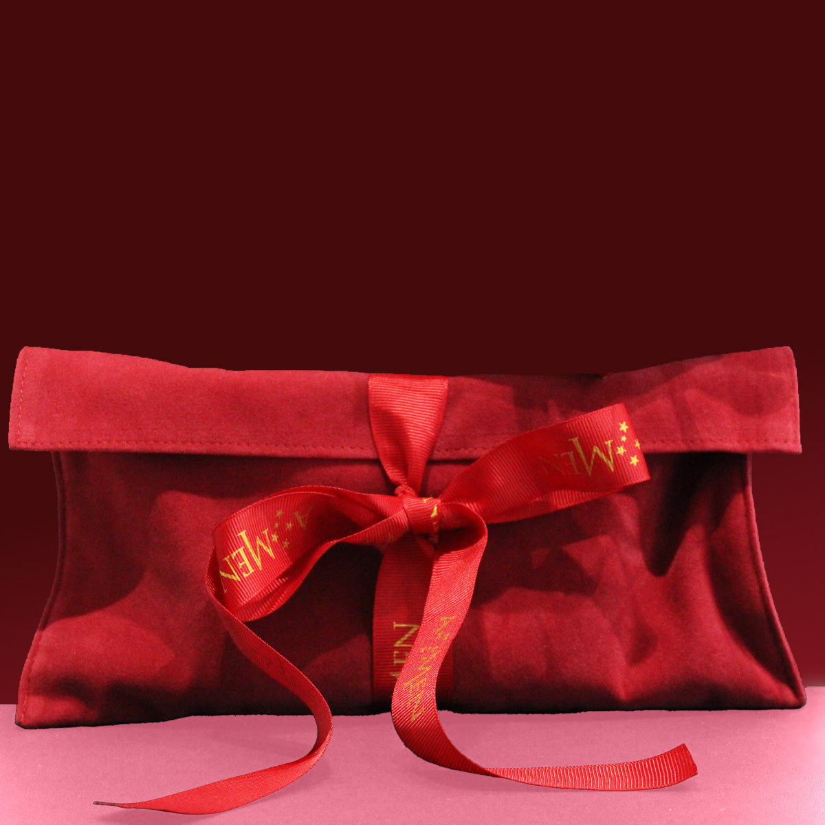 Pochette Amen di Velluto Rosso con Nastro