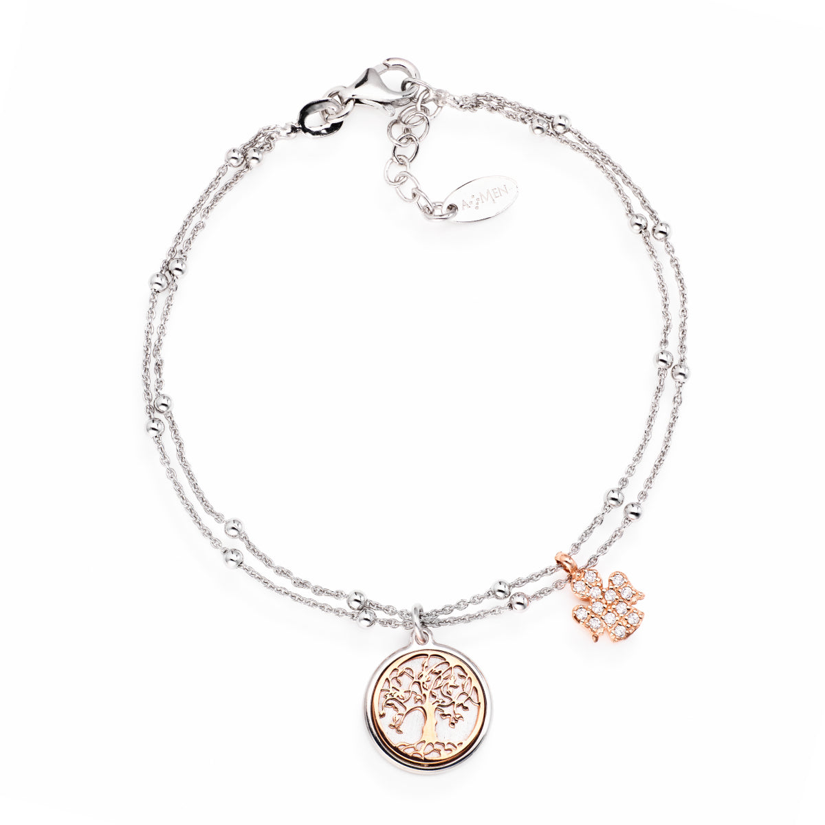 Bracciale Albero della Vita con Angelo e Zirconi Bianchi