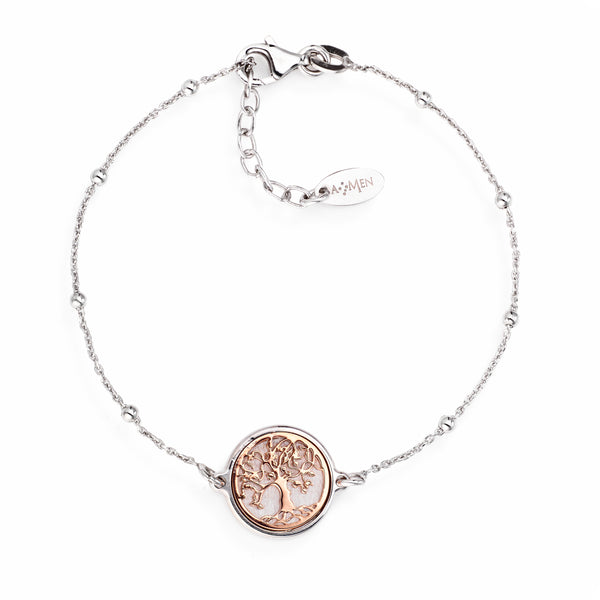 Luca Barra bracciale acciaio Albero della Vita con ciondolo e cuori in