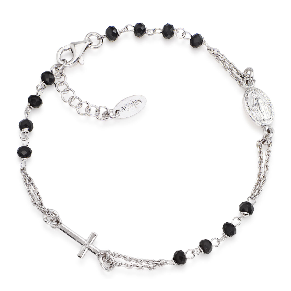 Bracciale Rosario con Cristalli Neri