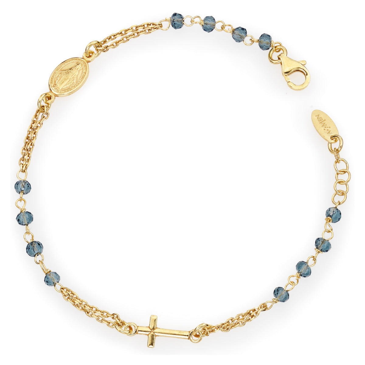 Bracciale Rosario Cristalli Croce Charm