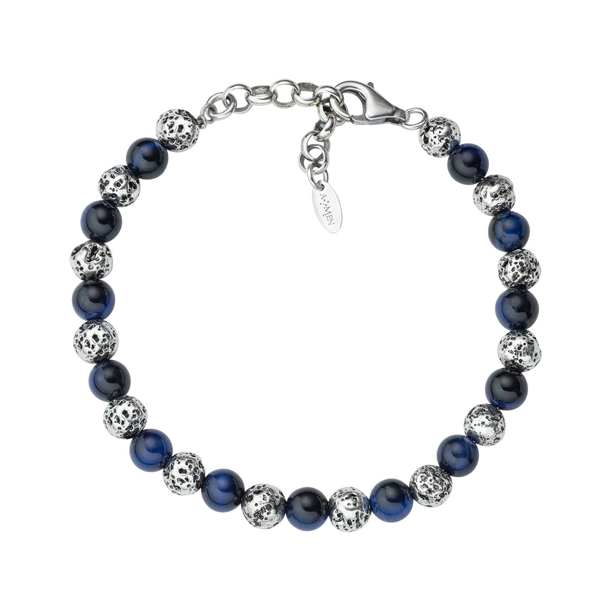 Lava Stone and Blue Tiger Eye Bracelet