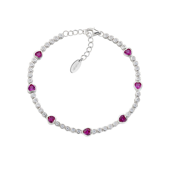 Bracciale con corno rosso, cristalli rossi e cuori in Argento Rosé Amen BRCSHRR1 Bracciale con corno rosso, cristalli rossi e cuori in Argento Rosé Amen BRCSHRR1