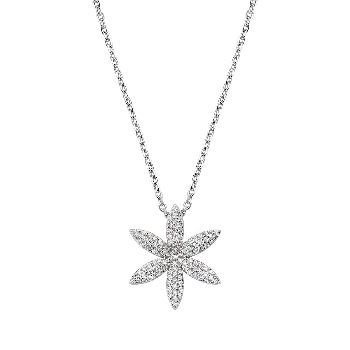 Collana Donna Fiore Di Loto In Acciaio Inox - Placcato Argento O Oro - 40+5 Cm