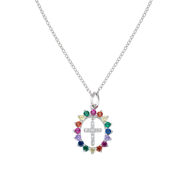 Collana Croce Cristiana Con Zirconi - Ciondolo Unisex In Rame Regalo Con Velluto - Foto 6