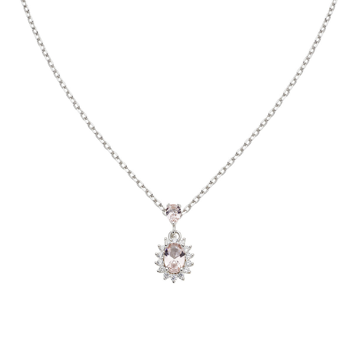 Collana Donna In Argento 925 Rodiato Con Diamante 1mm - Catenina 40,5 Cm - MYSTIC JEWELS By Dalia