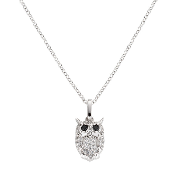 Amen - Collana Argento Rodiato Con Cristalli Neri E Pendente Croce Zirconi Bianchi Cloncrbnbz3