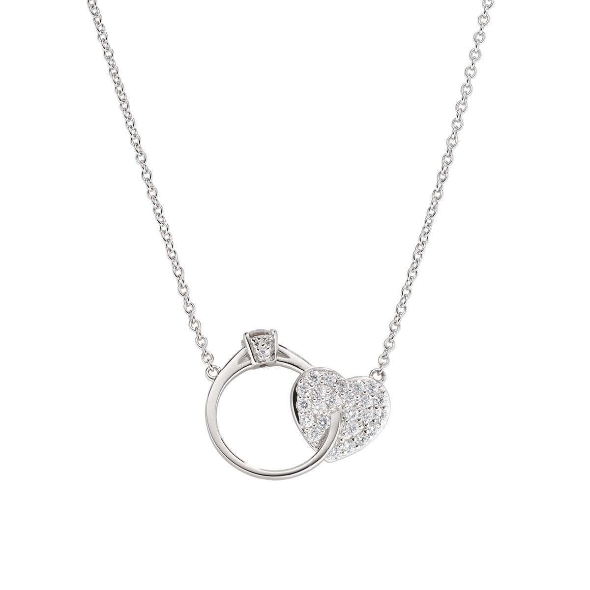 Collana Ciondolo Cuore Infinito MicLee In Argento 925 Con Zirconi - Gioielli Eleganti Per Donna, Catena 45cm
