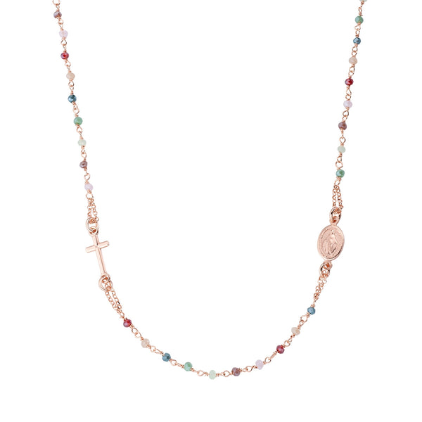 Amen Collana Donna Rosario Cristalli Multicolor Gold CRO10GARVE4