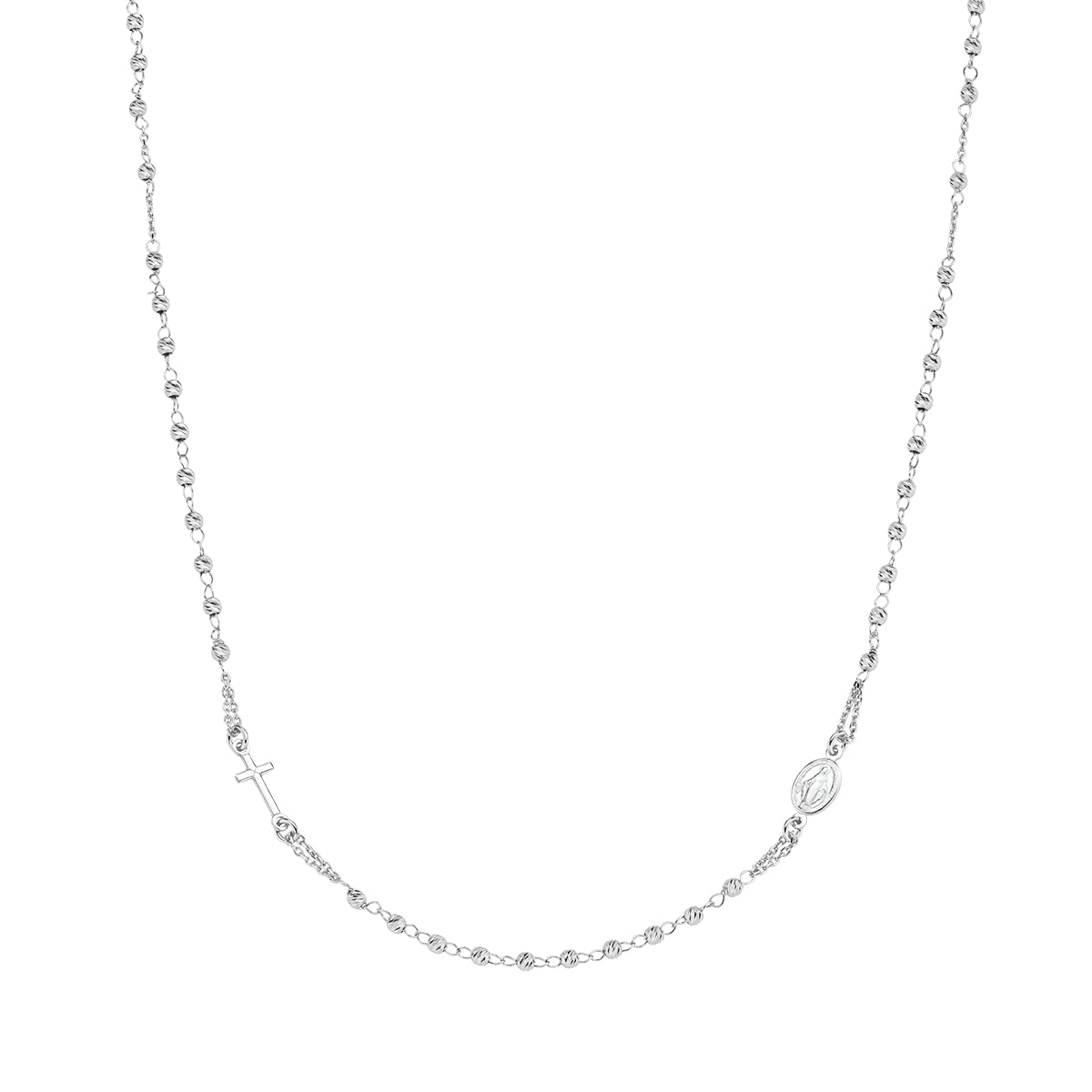 Rosario Girocollo Argento Diamantato