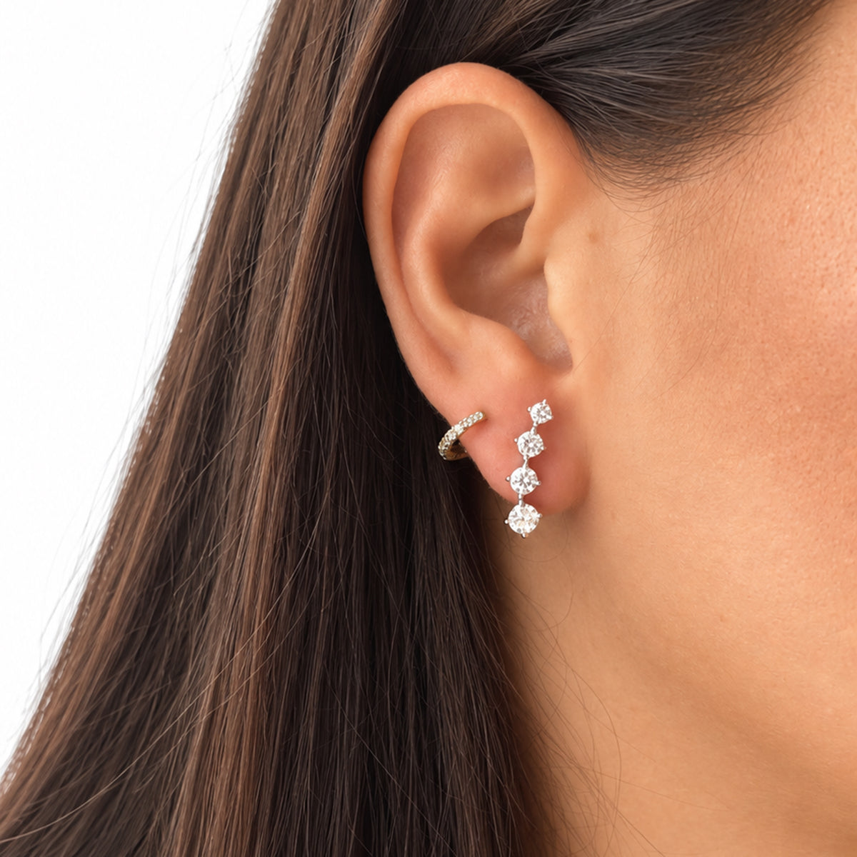 Orecchini Diamonds Cascata con Zirconi Bianchi