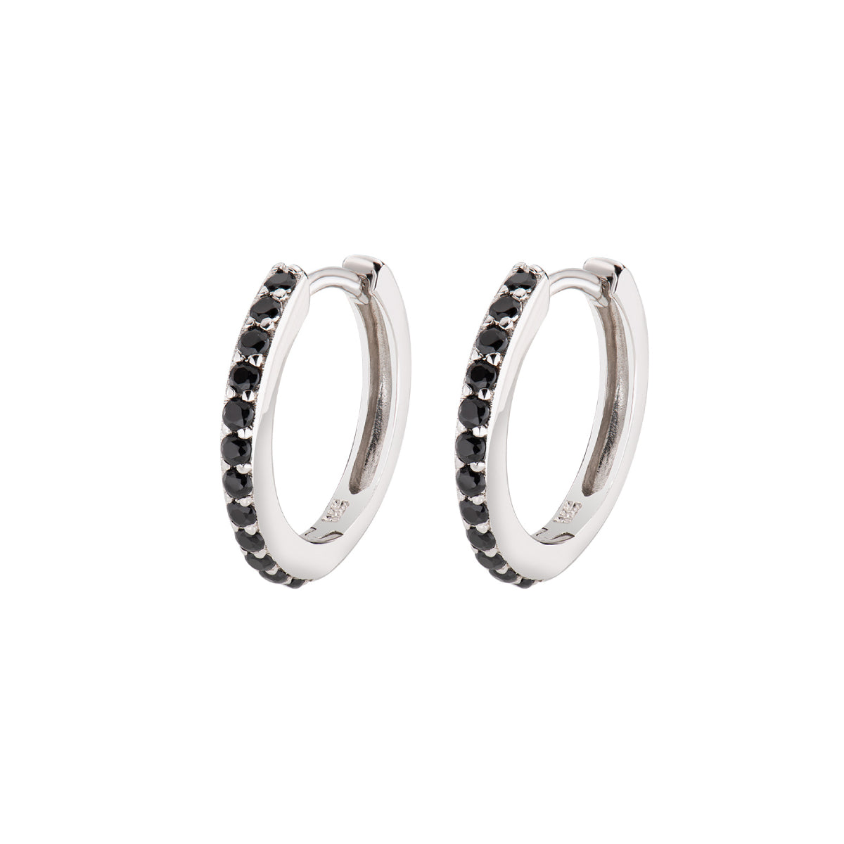 Hoop Earrings with Black Zirconia