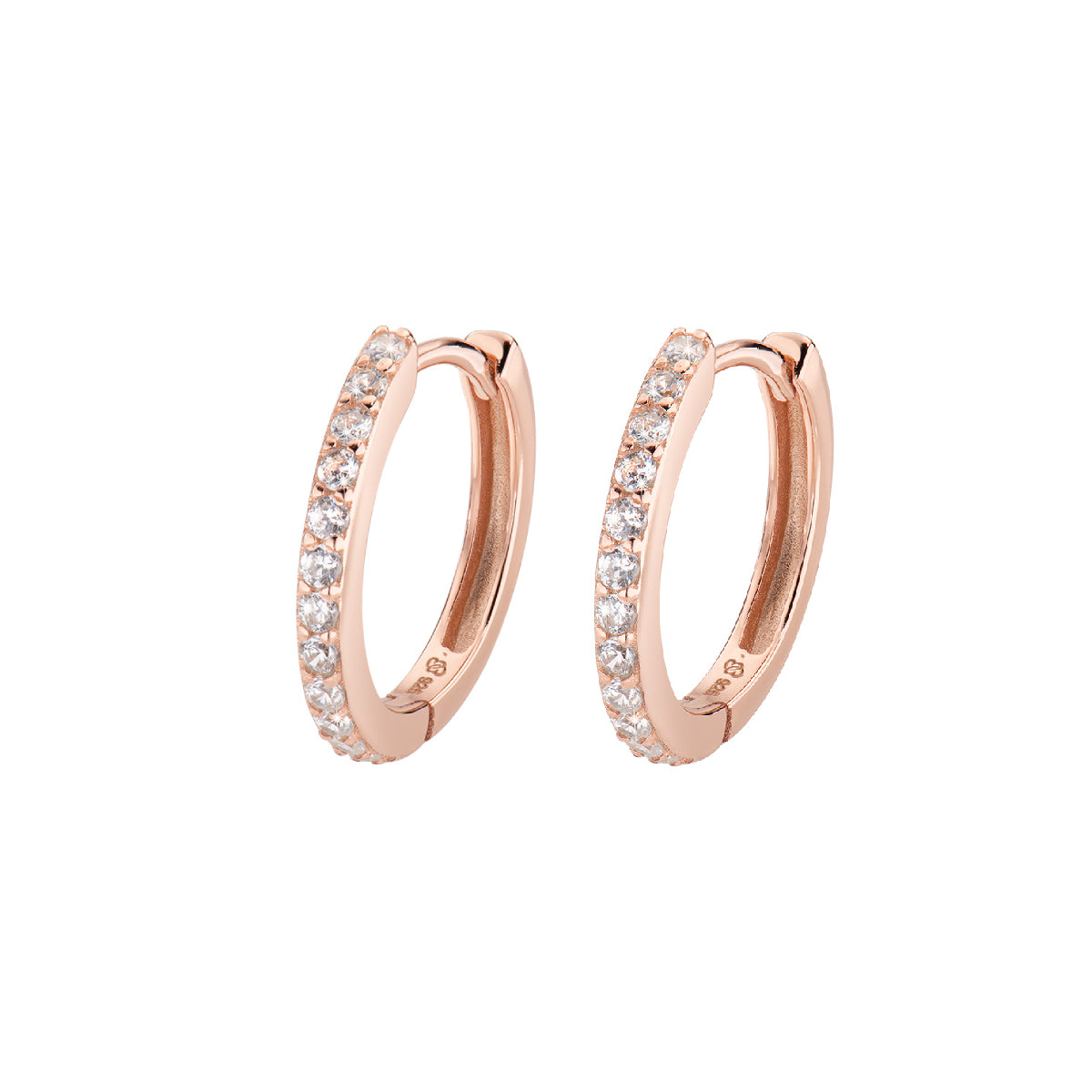 Hoop Earrings Rosè with White Zirconia
