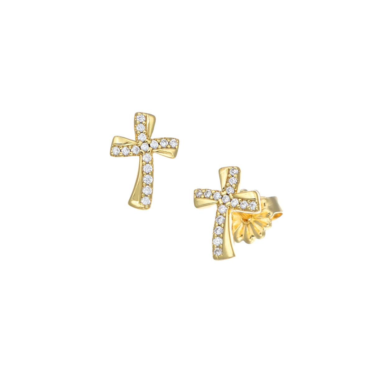 Orecchini Donna A Croce In Argento 925 Rodiato Con Zirconi Bianchi - Amen Collezione Croci