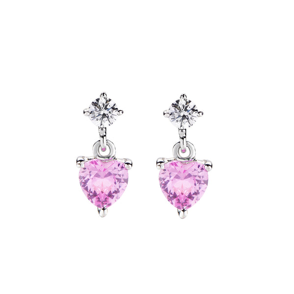 Orecchini a forma di cuore in quarzo rosa - Pietra preziosa rosa Orecchini a forma di cuore in quarzo rosa - Pietra preziosa rosa