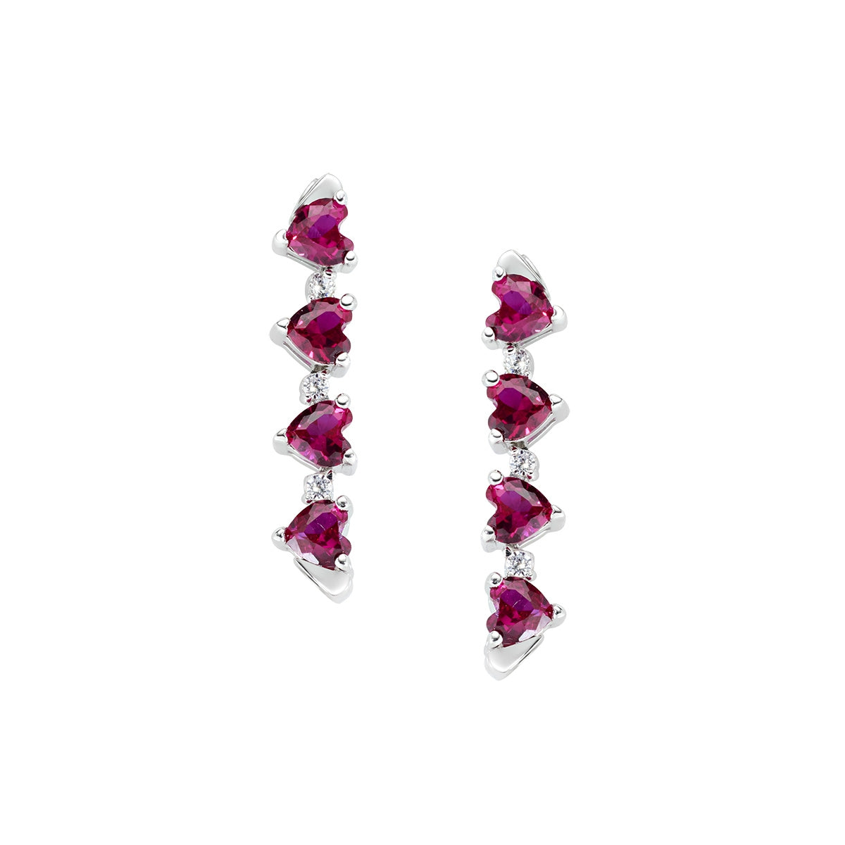 Orecchini A Perno Argento 925 Con Zirconi Rossi 4mm - NKlaus