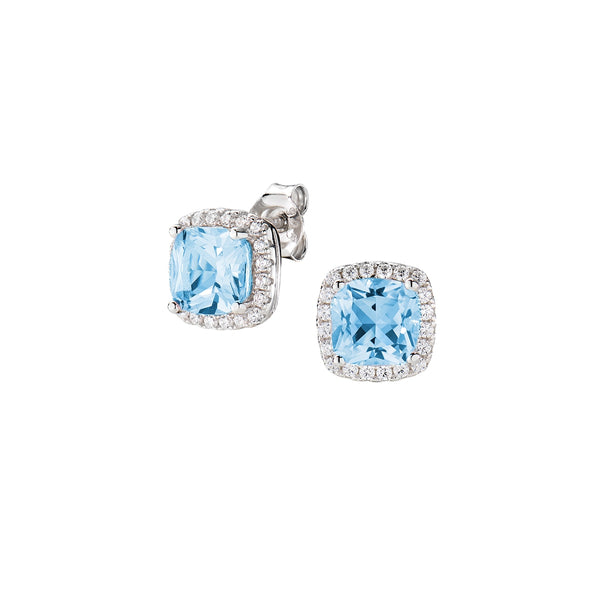 Orecchini Amen Fancy In Argento 925 Con Placcatura Rodio E Zirconi Bianchi E Acquamarina - Eleganza E Stile